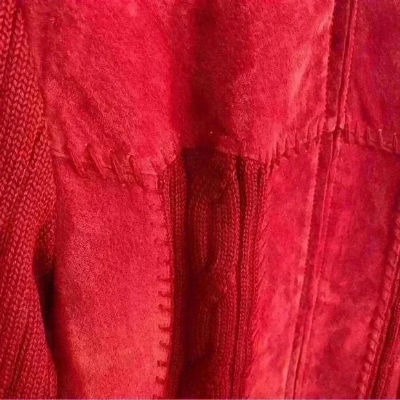 Coldwater Creek Y2K Red Suede and Knit Cardigan with Pockets Size M - Picture 3 of 10